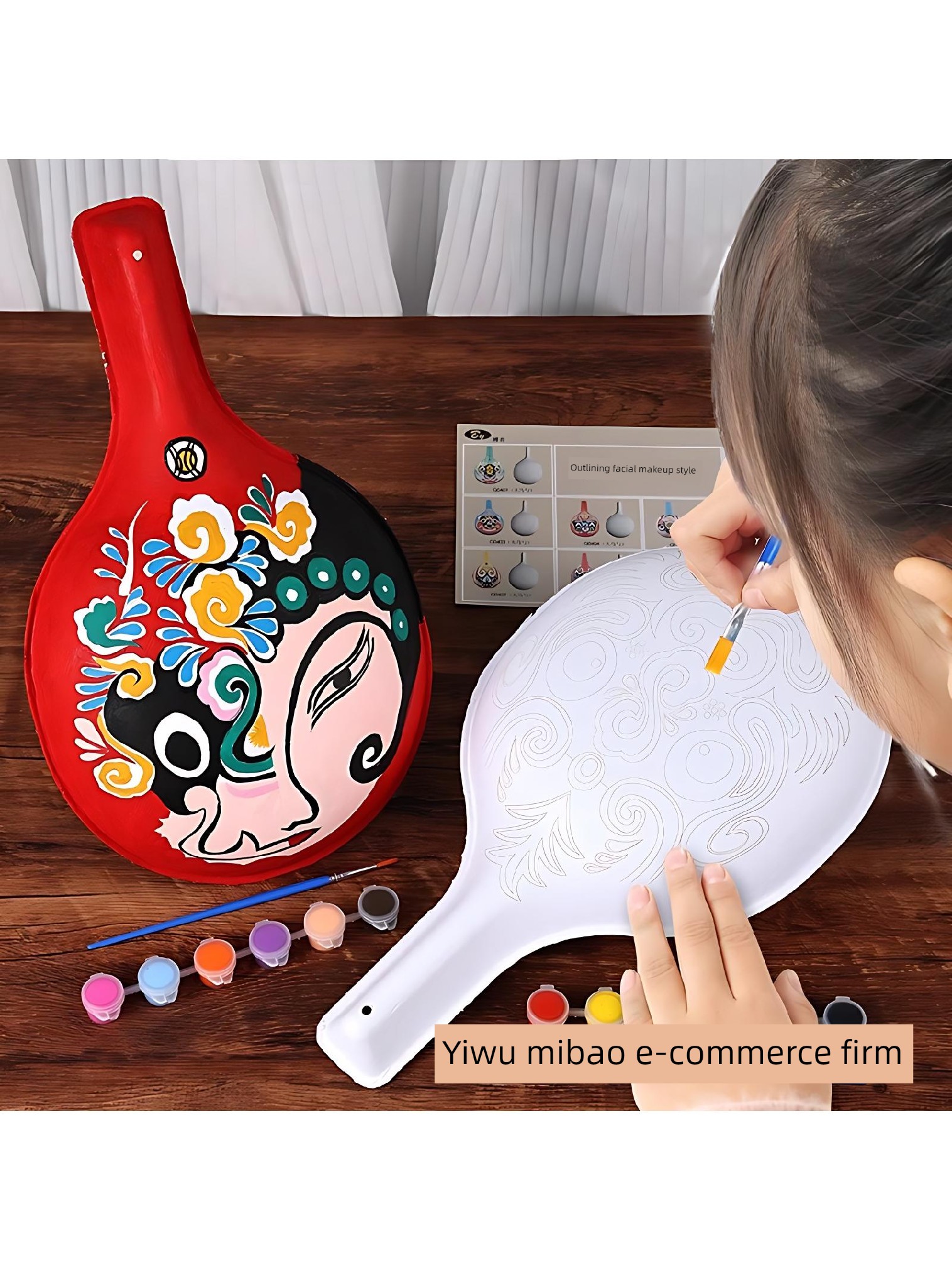 Hand-Painted Horse Spoon Face Masks with Patterns, Traditional Cultural Heritage Handmade Fire Mask Materials for Children