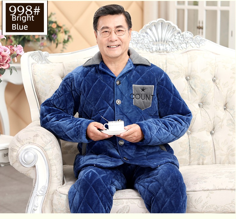 winter thickening Plush Cotton clip Middle aged and old people pajamas