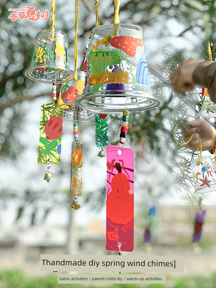 Back-To-School Season Gift for Children: Colorful Cup-Shaped Pvc Bookmarks, Wind Chimes DIY Materials, Kindergarten Crafts, Indoor and Outdoor Hanging Decorations