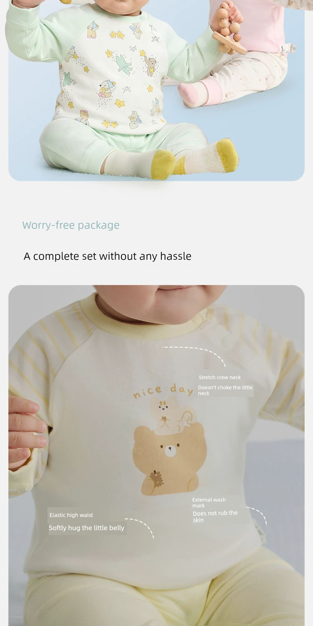 Balabala Children's Baby Pajamas, Infant Clothing, Autumn Clothes and Pants, New Spring and Autumn Two-Piece Set for Boys and Girls — 6