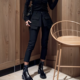 New autumn fake two-piece apron pants for women stretch slim feet versatile suit pants fashionable straight nine-point pants