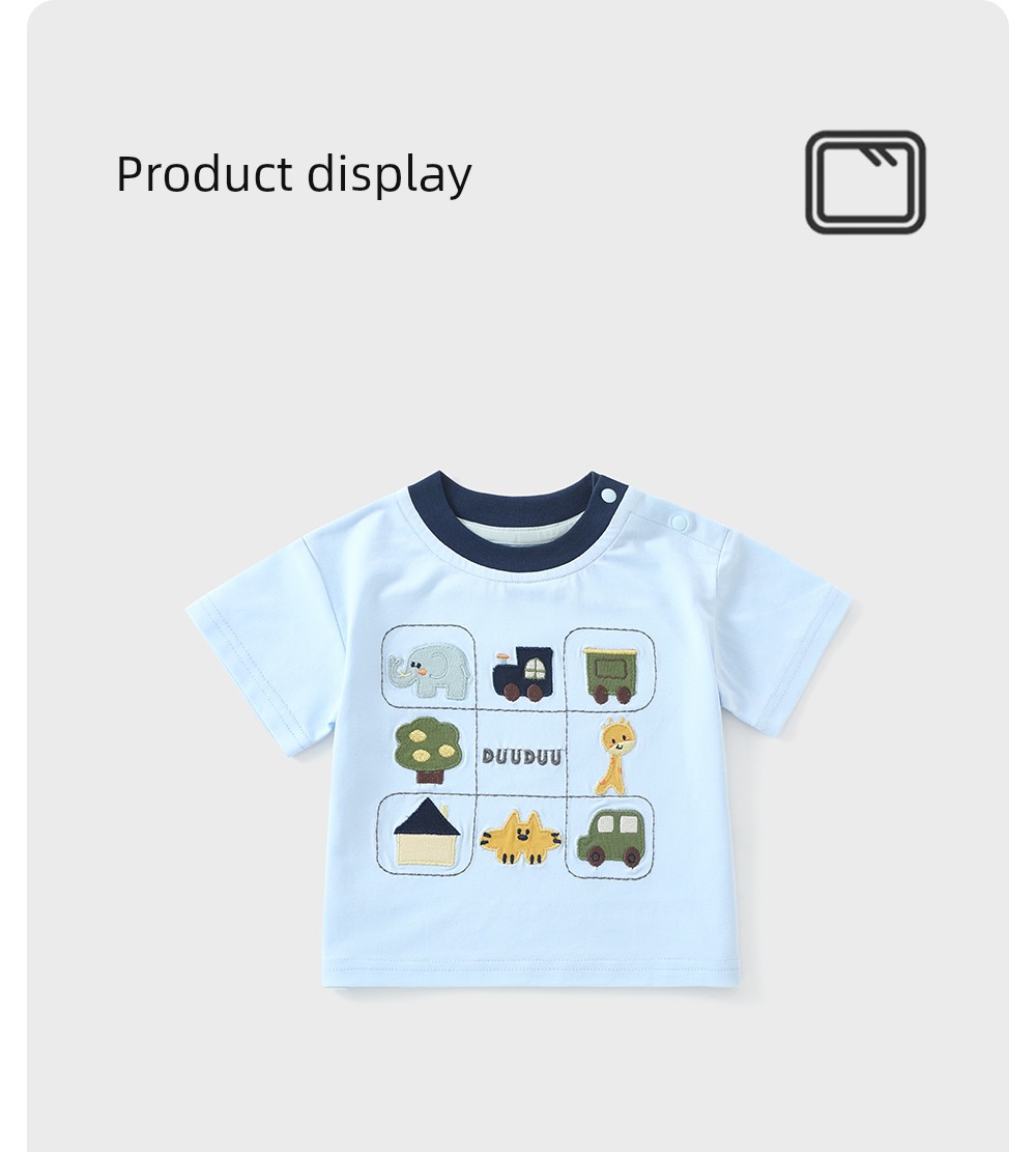 Duuduu Baby Short-Sleeved T-Shirt Summer Clothing Boys Cartoon Half-Sleeved Top Summer Baby Thin Casual Outing Wear — 10