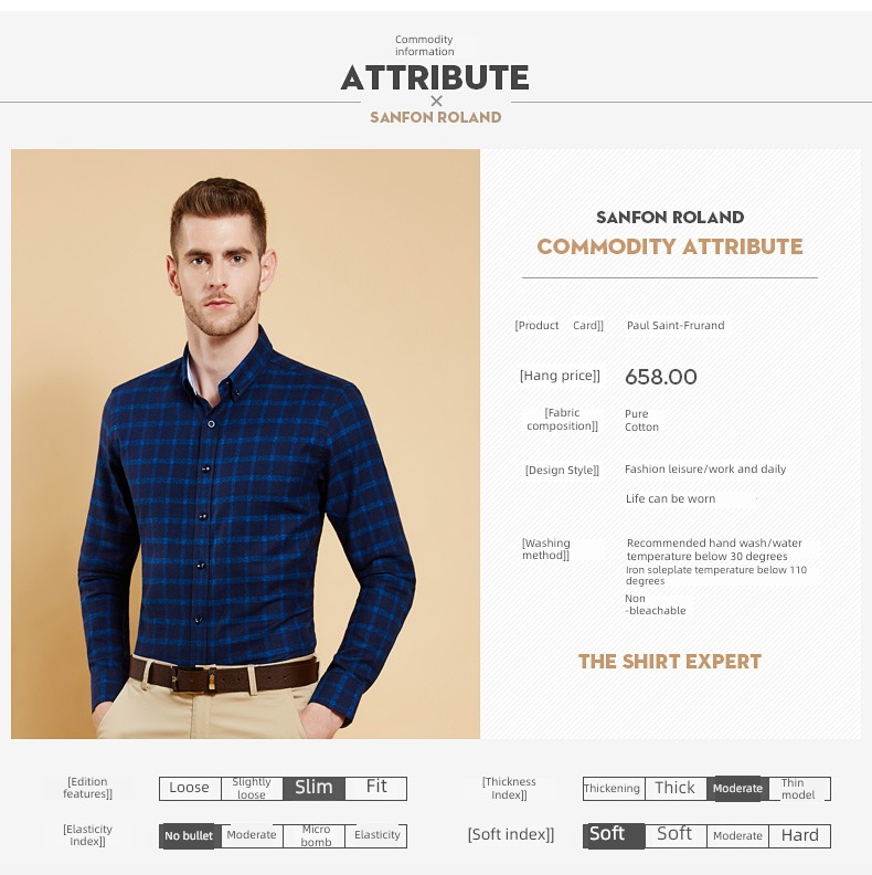 Broken code Clearance Sanding Long sleeve leisure time lattice shirt