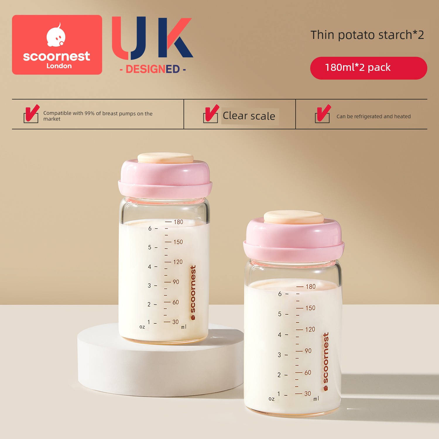 Kechao Glass Milk Storage Bottle for Refrigerator, Can Be Heated, Can Be Connected to a Breast Pump, Breast Milk Storage Container, Sealed and Fresh-Keeping — 5