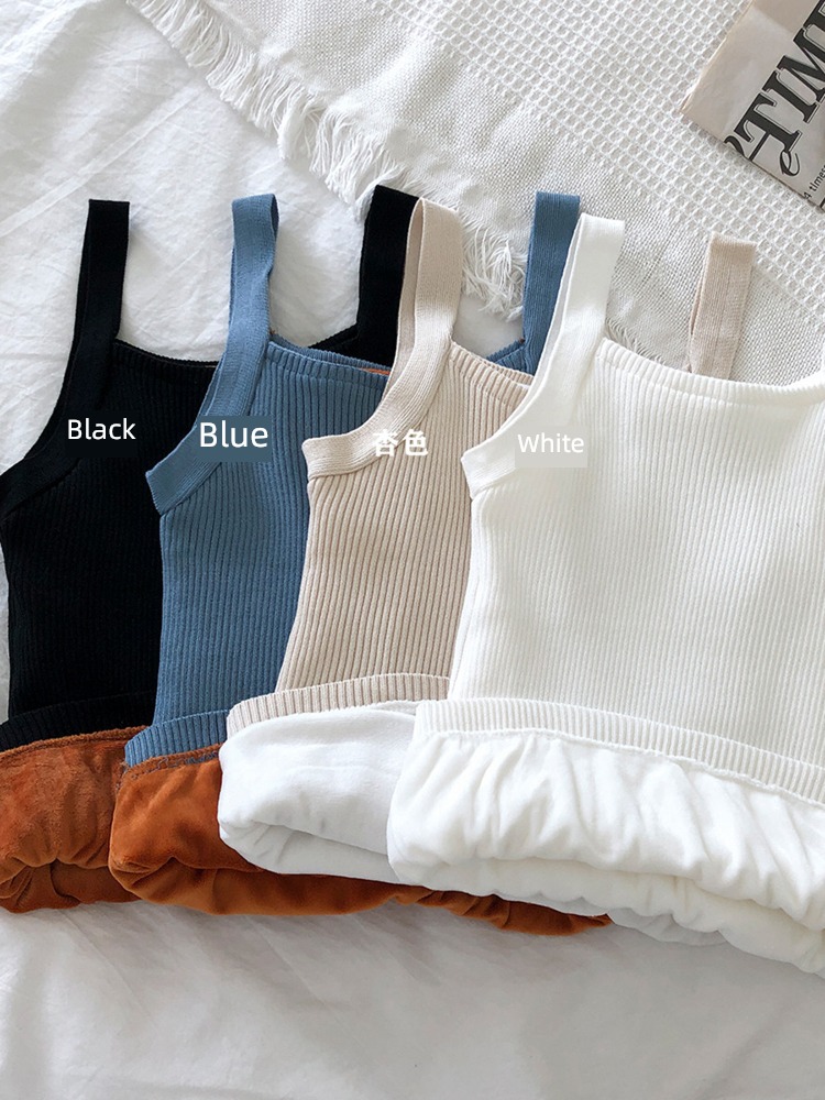 Plush thickening Solid color keep warm Underwear camisole Vest