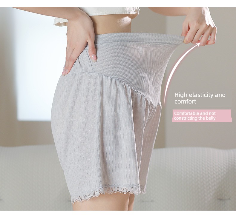 Maternity Safety Shorts with Skirt, Summer Thin Style, Loose Fit for Pregnancy, Ice Silk Shorts, Plus Size 100kg Leggings — 8