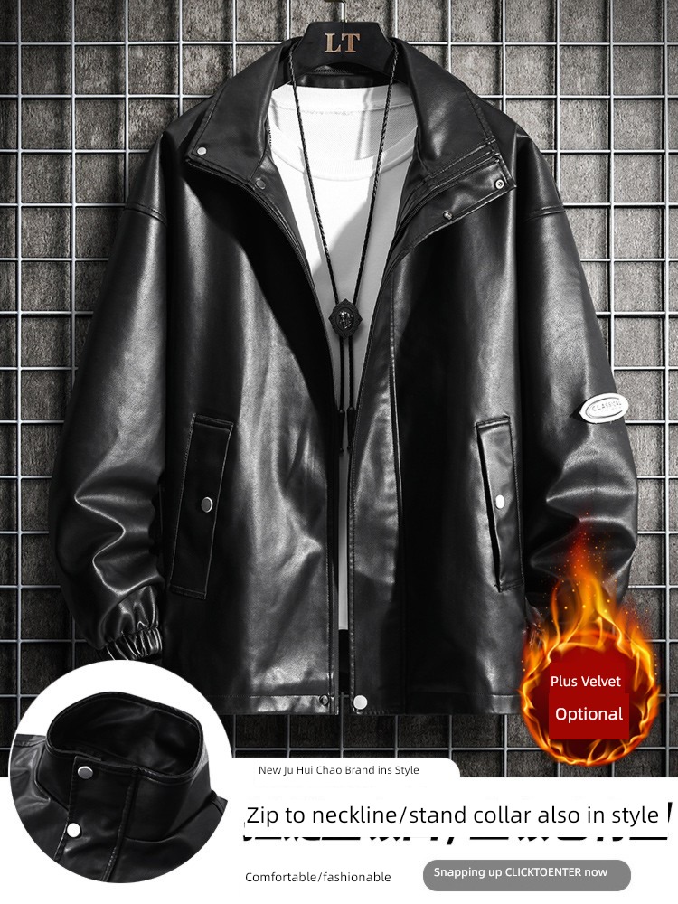 Halley Jacket Autumn and winter Plush thickening Ride leather clothing