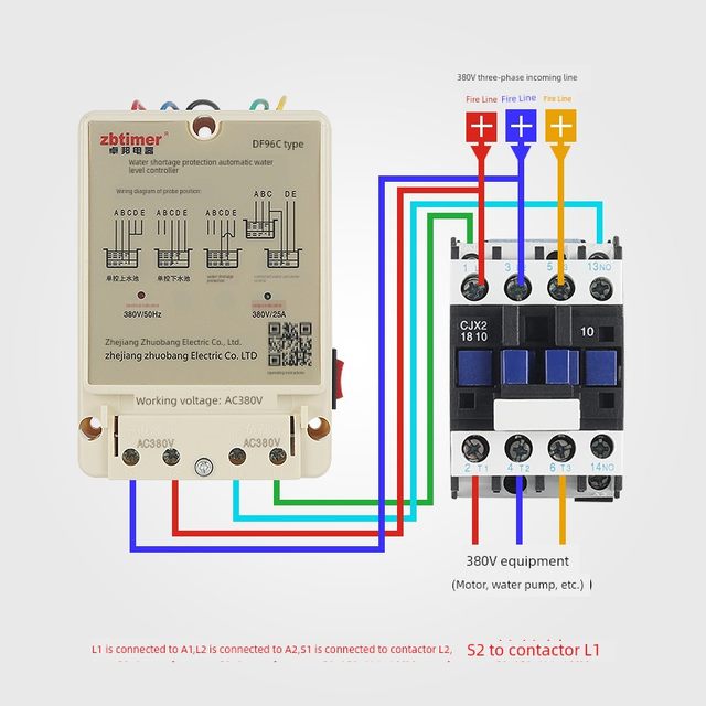 Zhuobon three-phase 380v water level water tower automatic control water pump level relay float switch on water tank