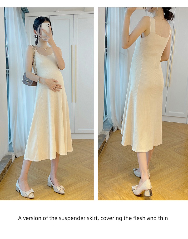 Show thin High waist A word have more cash than can be accounted for Over the knee Vest skirt pregnant woman