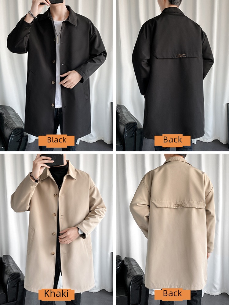Romon Medium and long term Spring and Autumn handsome leisure time Windbreaker