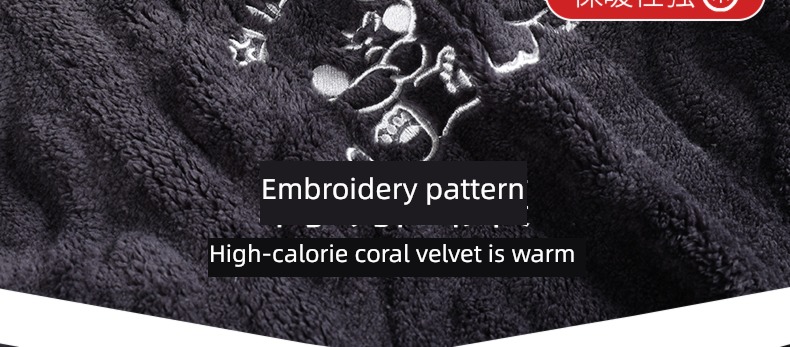 Coral velvet female spring and autumn winter keep warm flange pajamas