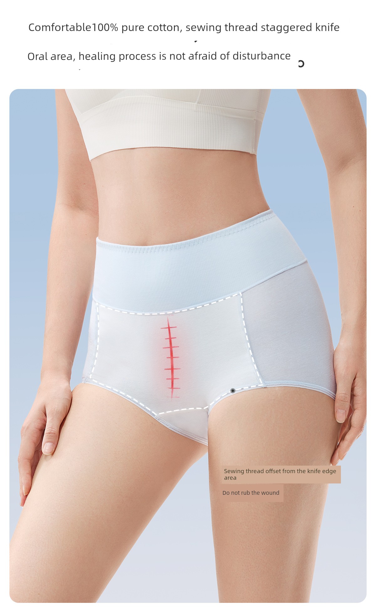 Jq Jingqi Postpartum High-Waisted Cotton Panties, Non-Abrasive, Extended Crotch, Tummy Control, Specially Designed for Cesarean Section during the — 12