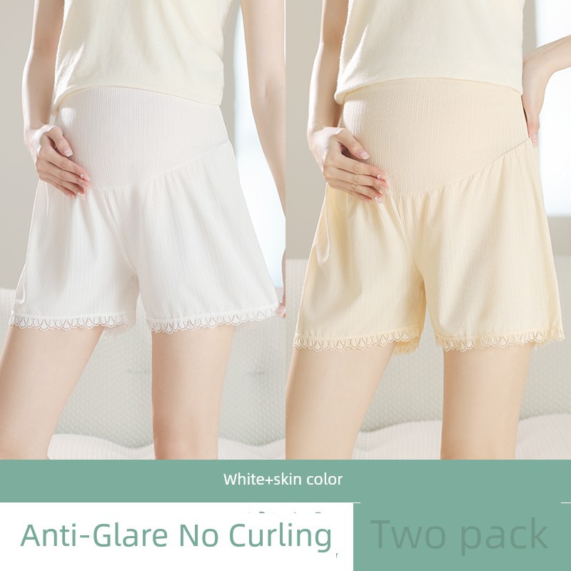 Maternity Safety Shorts with Skirt, Summer Thin Style, Loose Fit for Pregnancy, Ice Silk Shorts, Plus Size 100kg Leggings — 8