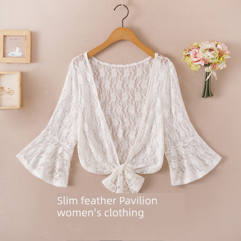 easy Seaside holiday Lace Outside smock Sunscreen