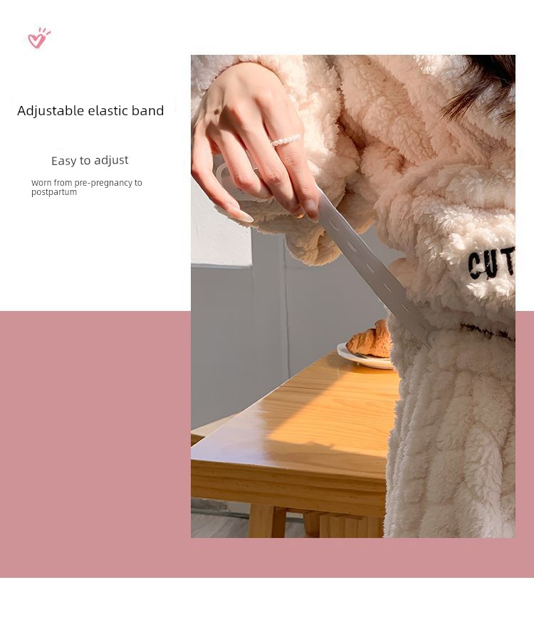2026 Coral Fleece Maternity Pajamas Winter Postpartum Large Size Nursing Warm Thickened Homewear for Pregnant Women — 33