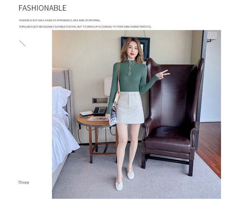 Half high collar Long sleeve jacket Korean fashion Sweater