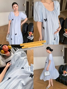 Zma Three-Dimensional Butterfly·Maternity Dress Summer New Style Beautiful Pregnancy Dress Loose Maternity Dress for Su