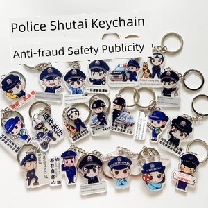 Cartoon Police Corn Acrylic Keychain Anti-Fraud Anti-Fraud Propaganda Product Anti-Telecom Fraud Pendant Small Gift