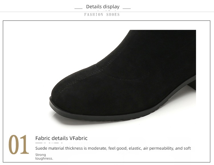 Thick heel Show thin Big size black Versatile Socks Short boots