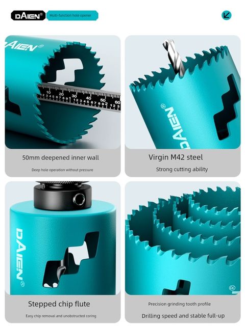 Drilling bit woodworking hole drilling metal electric wrench special stainless steel fire pipe reaming rotary head artifact