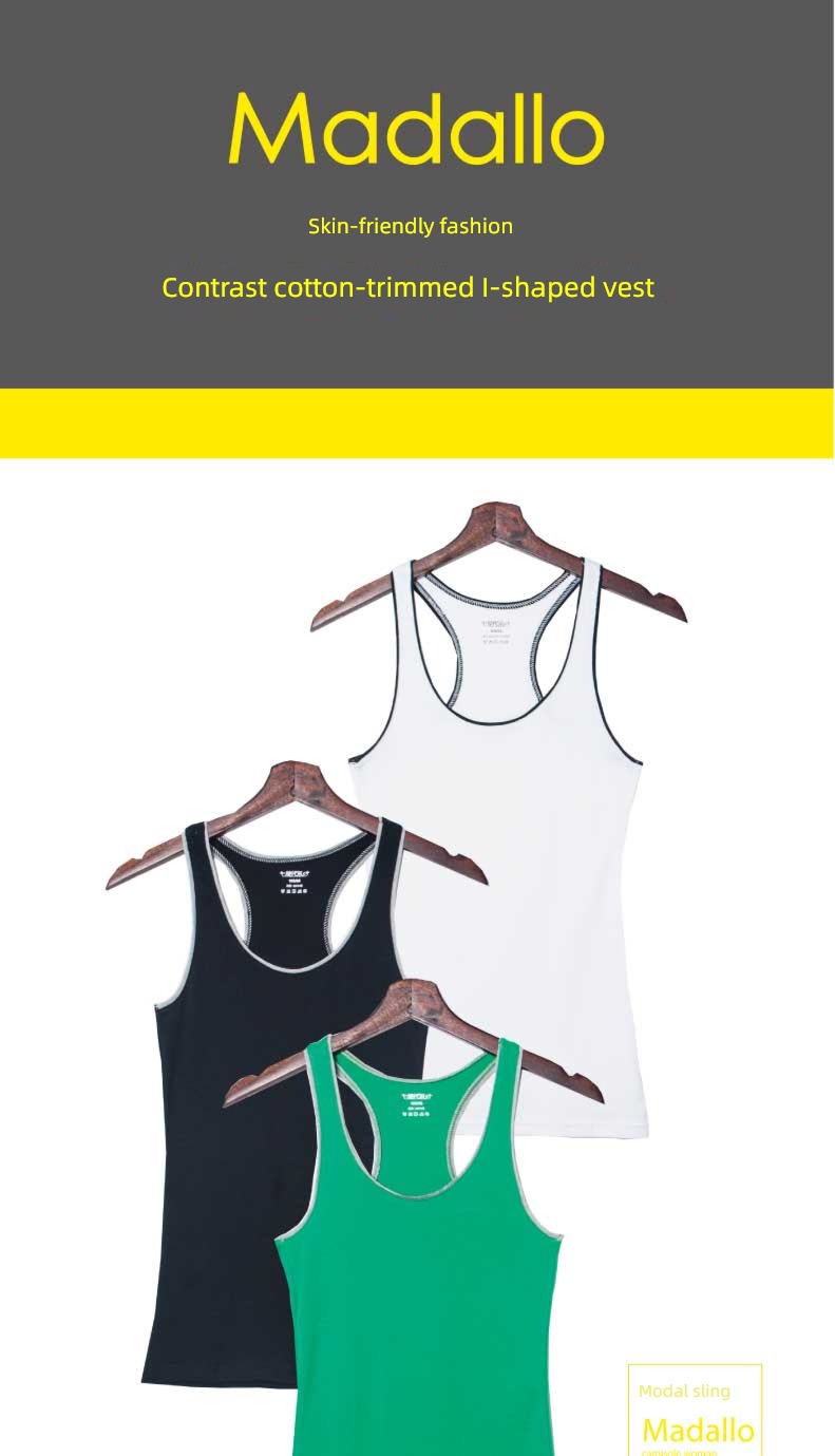 Beautiful back pure cotton motion Wear out Inner lap female I-shape vest