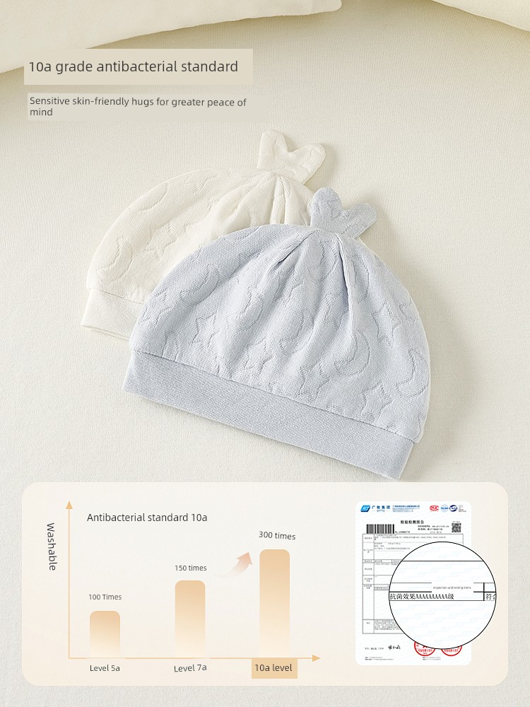 Tongtai Baby Hat Pure Cotton 0-3 Months Newborn Protective Fontanelle Cap Newborn Hat Baby Double-Layer Windproof Hat
