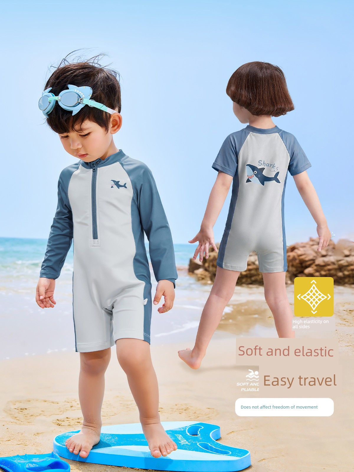 Quick-Drying Sun Protection Children's Separates Shark Long Sleeves Swimsuit — 2