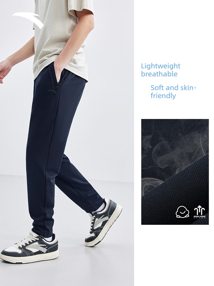 Anta man Straight cylinder black easy thickening Sports pants