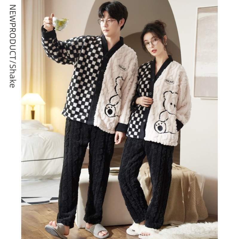 Autumn and winter Flannel ma'am novel lovers pajamas