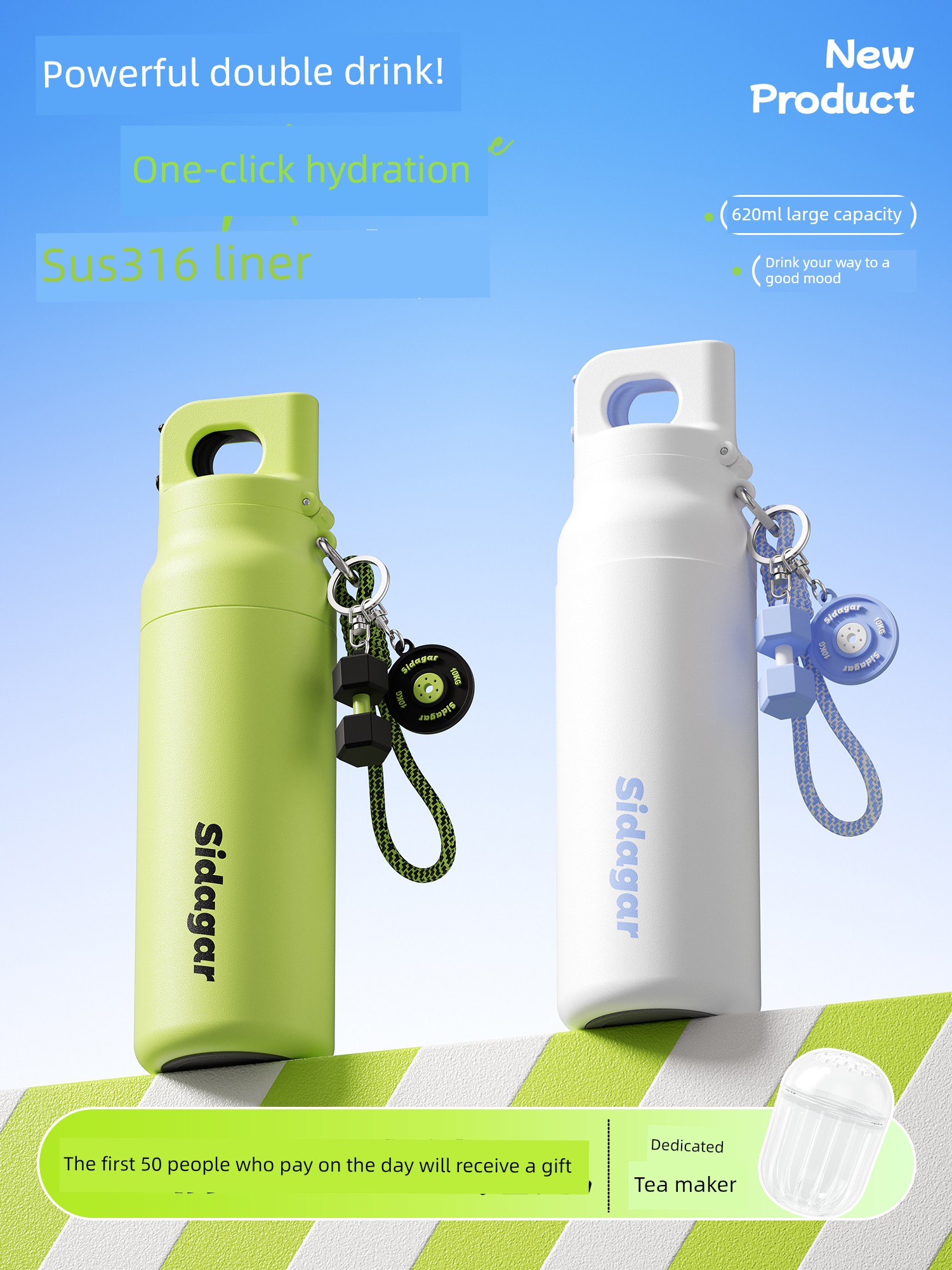 Sports Water Bottle with Straw, Insulated Cup, Large Capacity, Fitness Cold Water Bottle, Portable Children's Cup, Girls' Cup