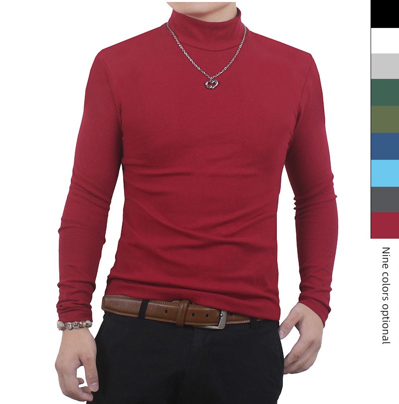 tide Medium high collar thickening Long sleeve Big size Tight fitting Autumn and winter clothes