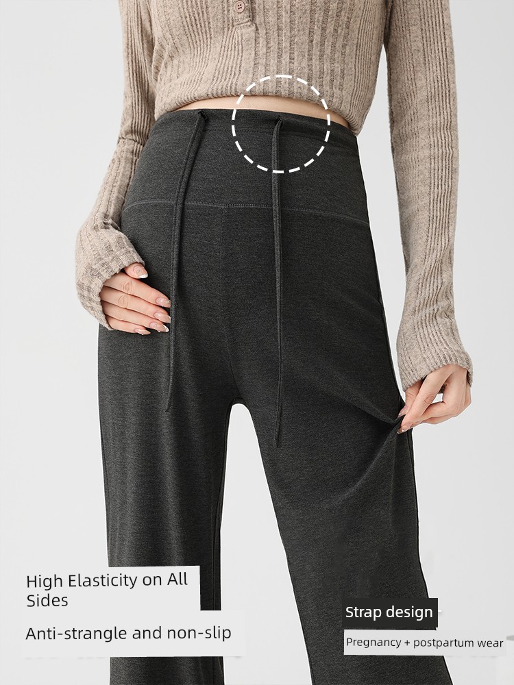 Jq Jingqi Maternity Pants for Autumn and Winter, Suitable for Wearing Outside during Pregnancy, Do Not Tighten the Belly, Slightly Flared Pants, Thick — 3