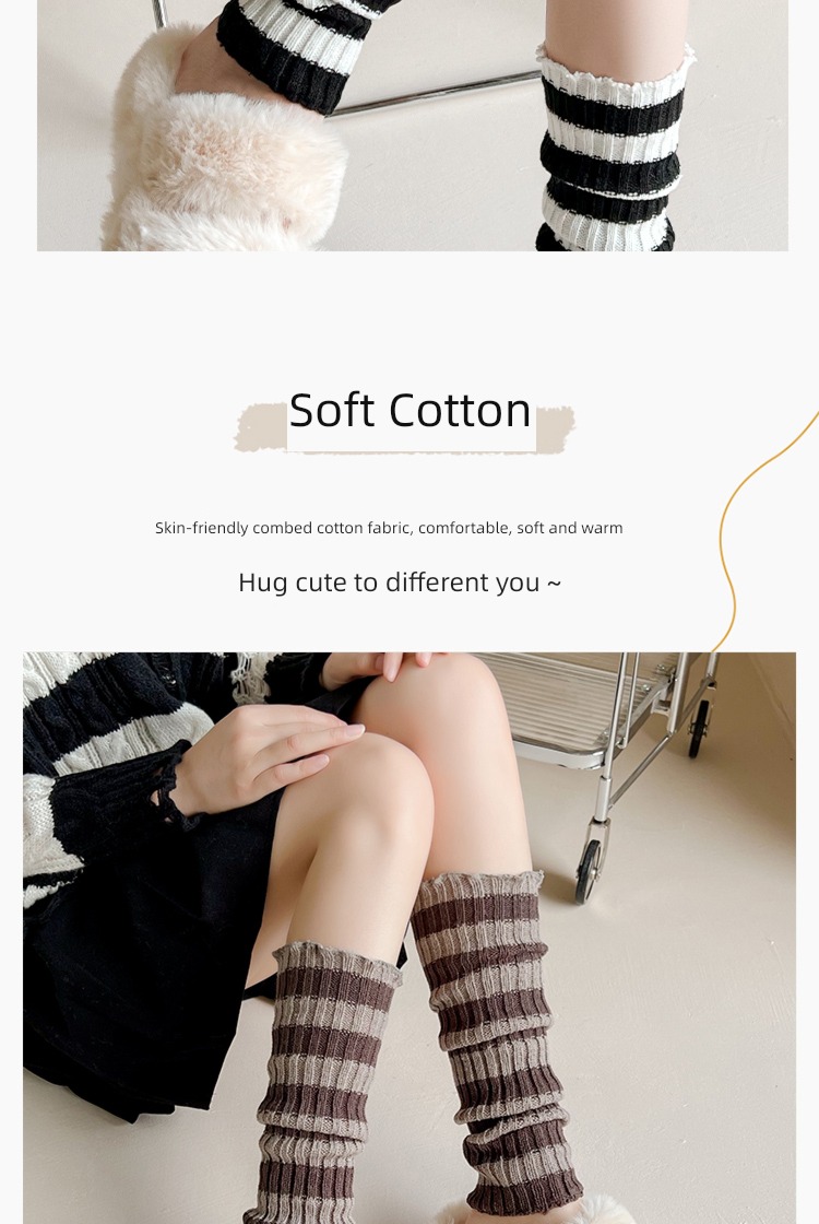 jk knitting Women's money black and white stripe lace keep warm socks