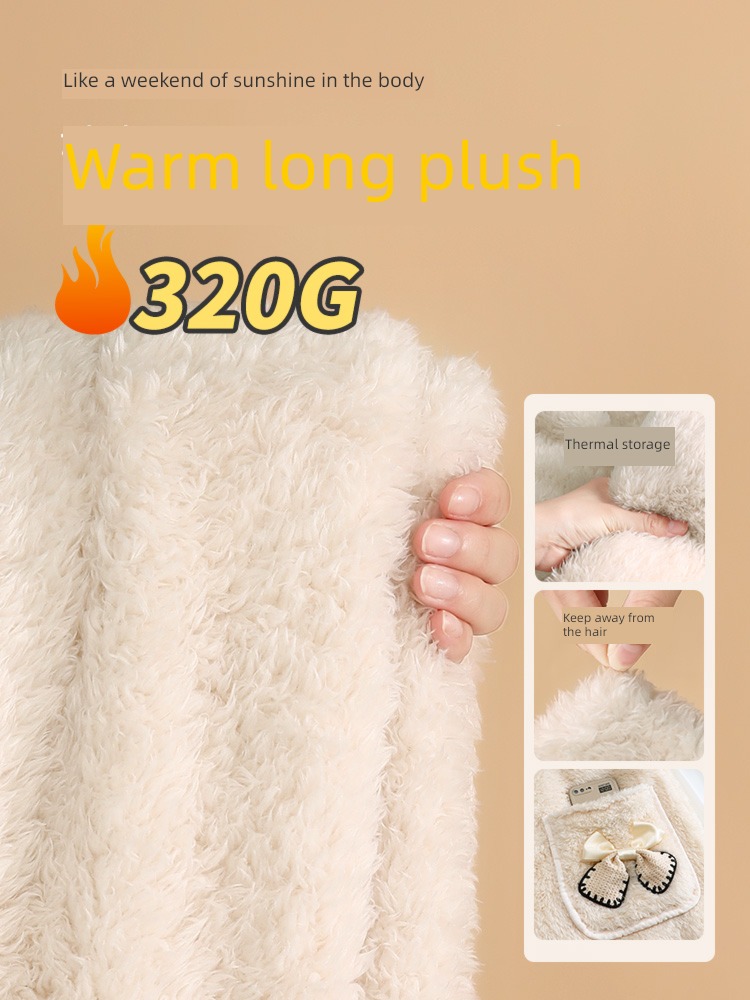 French Advanced sense female thickening Plush Medium and long term robe