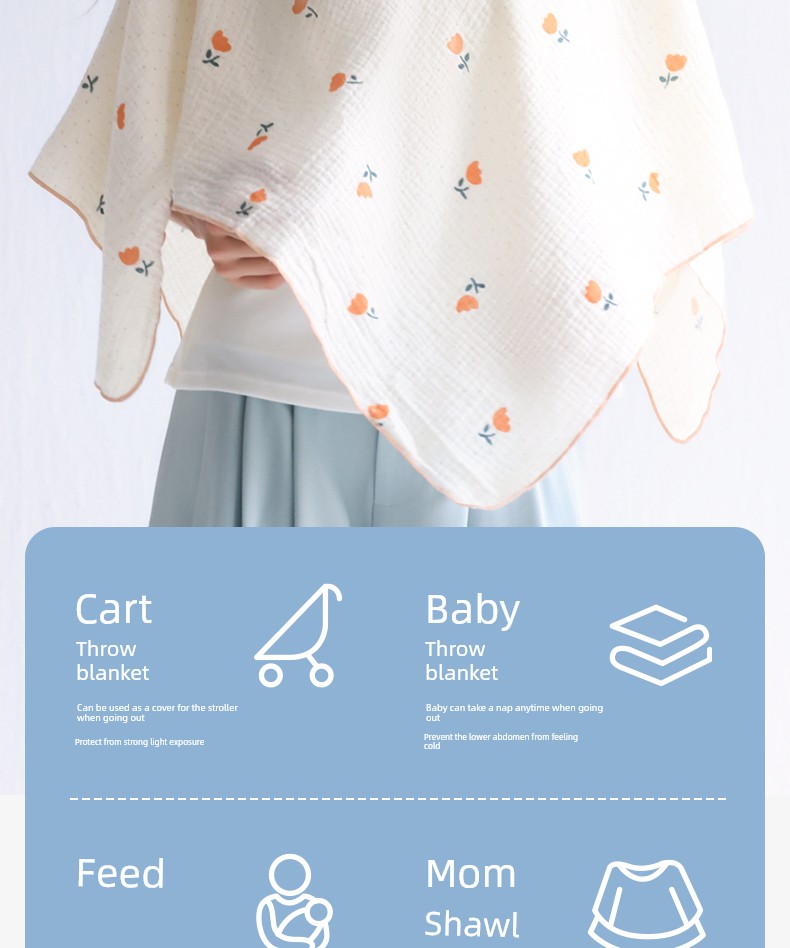 Nursing Cover Cloth Pure Cotton Nursing Towel out Cover Feeding Artifact Fashion Tape Extra Large Confinement Shawl Covering Clothing — 13
