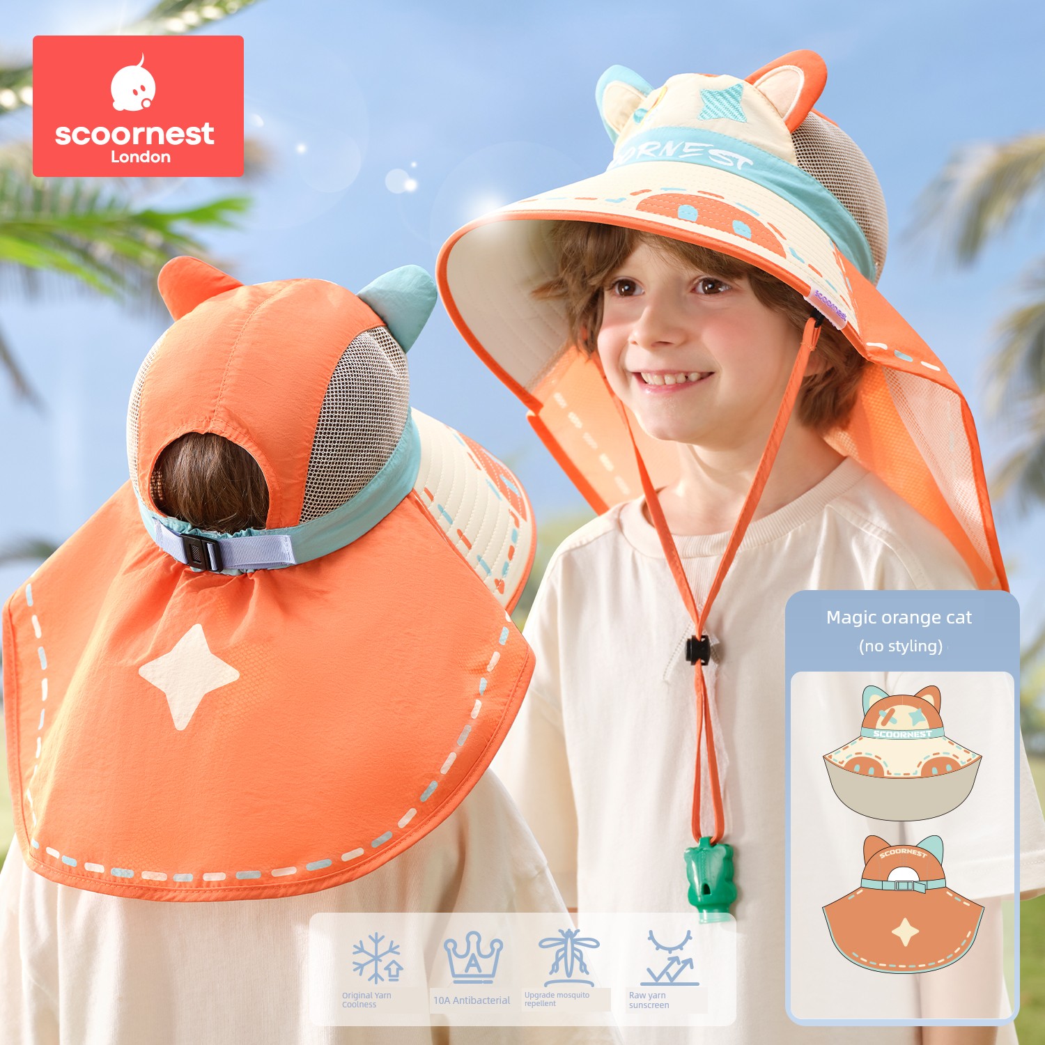 Kechao Kidsren's Sun Protection Hat Spring and Summer Uv Protection Baby Sunshade Hat for Boys and Girls with Large Brim — 5