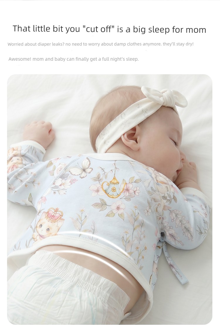 Hani Sky Newborn Baby Half-Back Shirt Spring and Autumn Size 52 Clothes for 0-3 Months Old Baby Top Monk-Style Outfit — 3