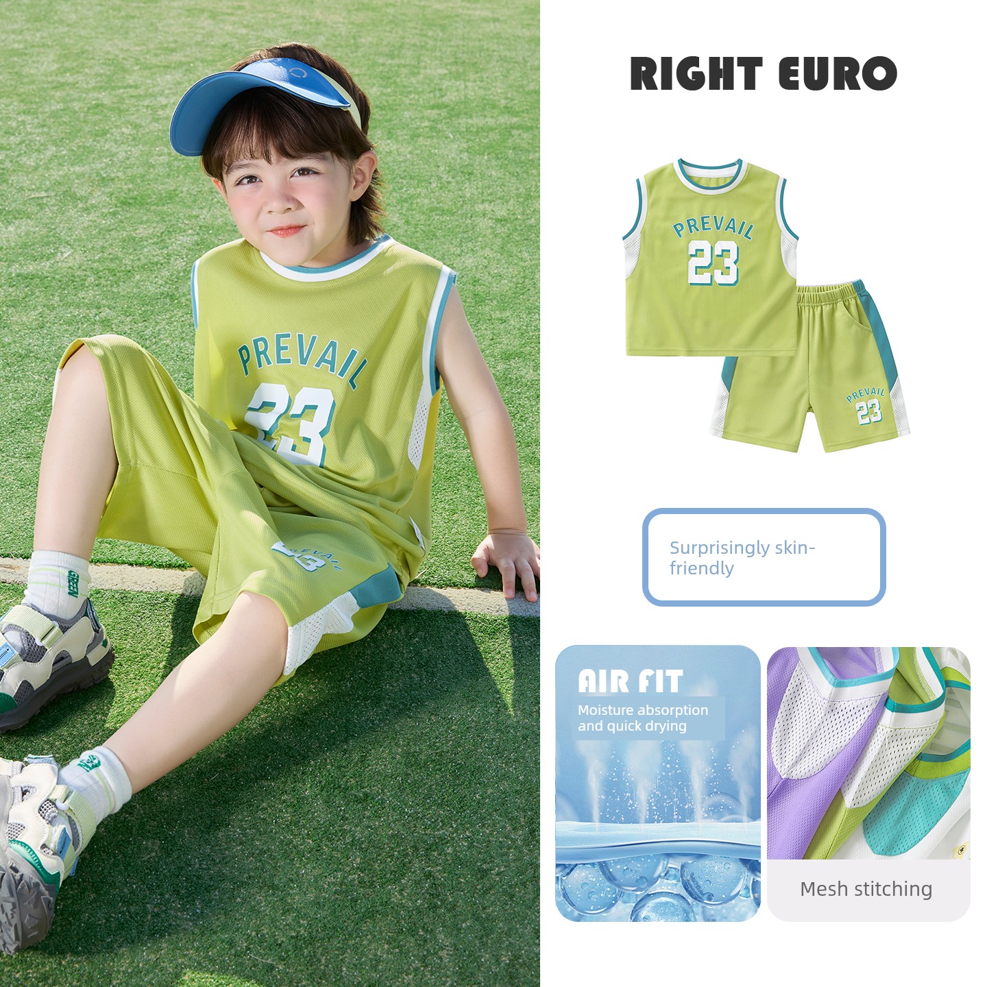 European Boys' Summer Sports Suit Vest Shorts Children's Summer Clothing Cool Quick-Dry Two-Piece Set New Children's Clothing — 6