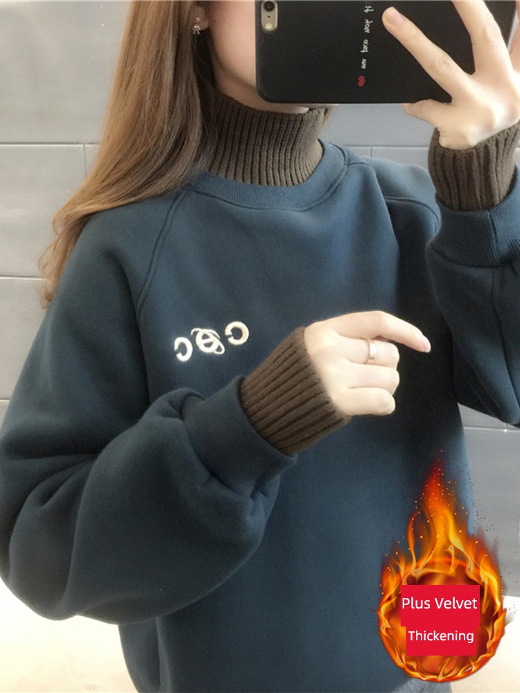 Half high collar Autumn and winter little chap Foreign style thickening Sweater