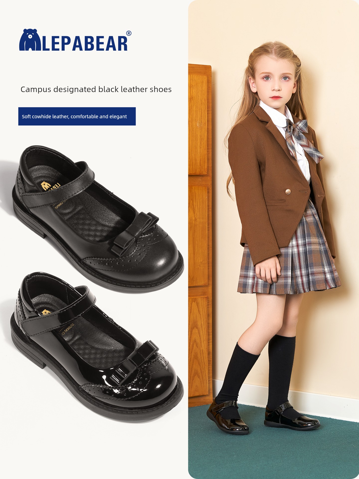 Spring & Fall Student British Performance Soft Bottom Girls' Leather Shoes — 3