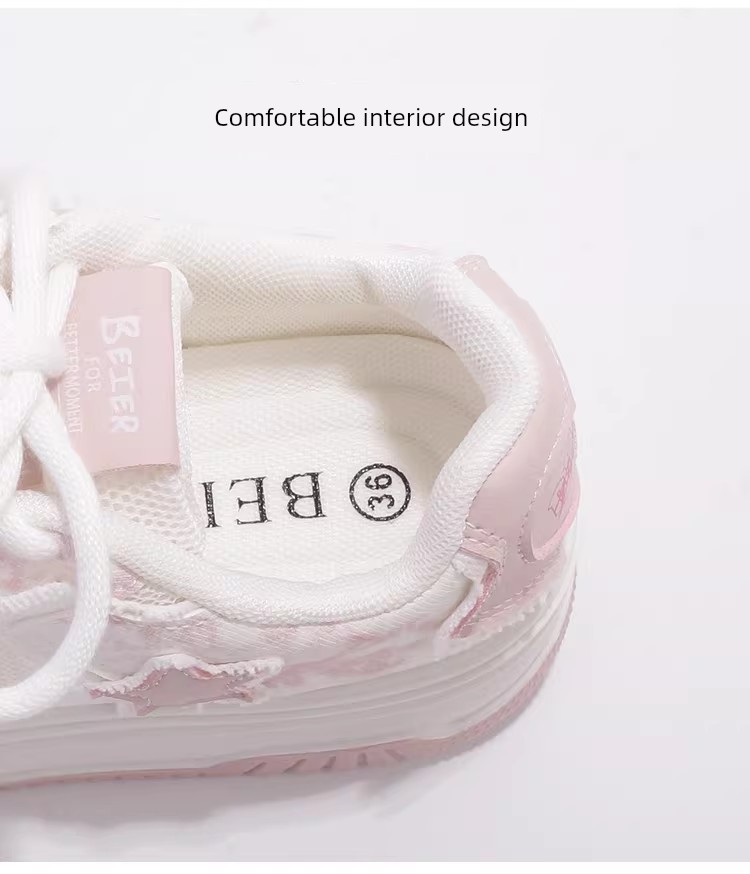 Girls' White Sneakers, Breathable Mesh Shoes for Spring and Summer, 2026 New Model, Versatile Shoes That Match with Skirts, Thick-Soled Sports Sneakers — 9