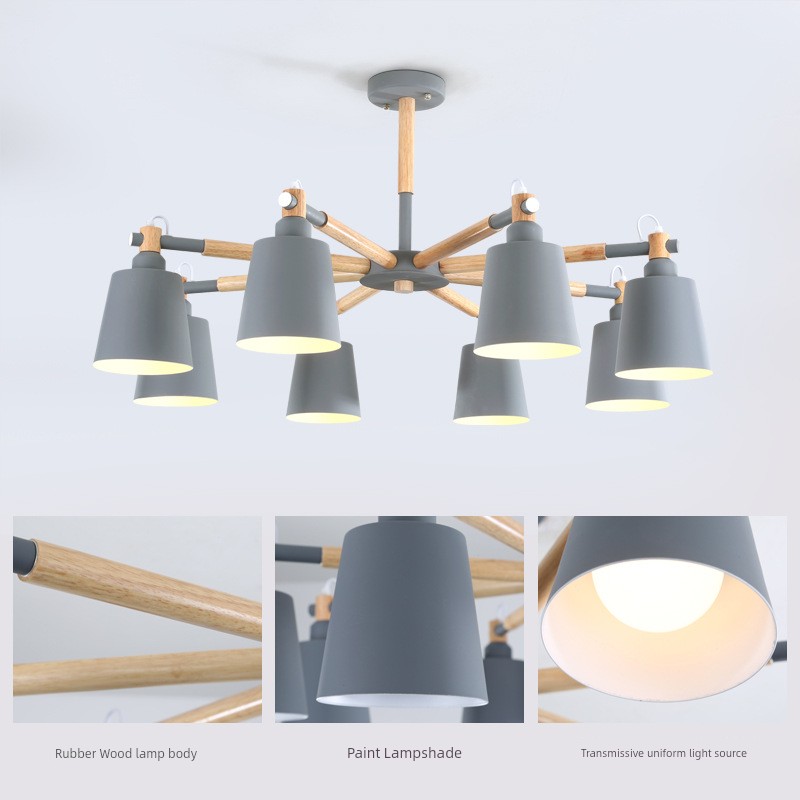 北歐客廳木藝吊燈簡約實木臥室創意日式餐廳燈具
