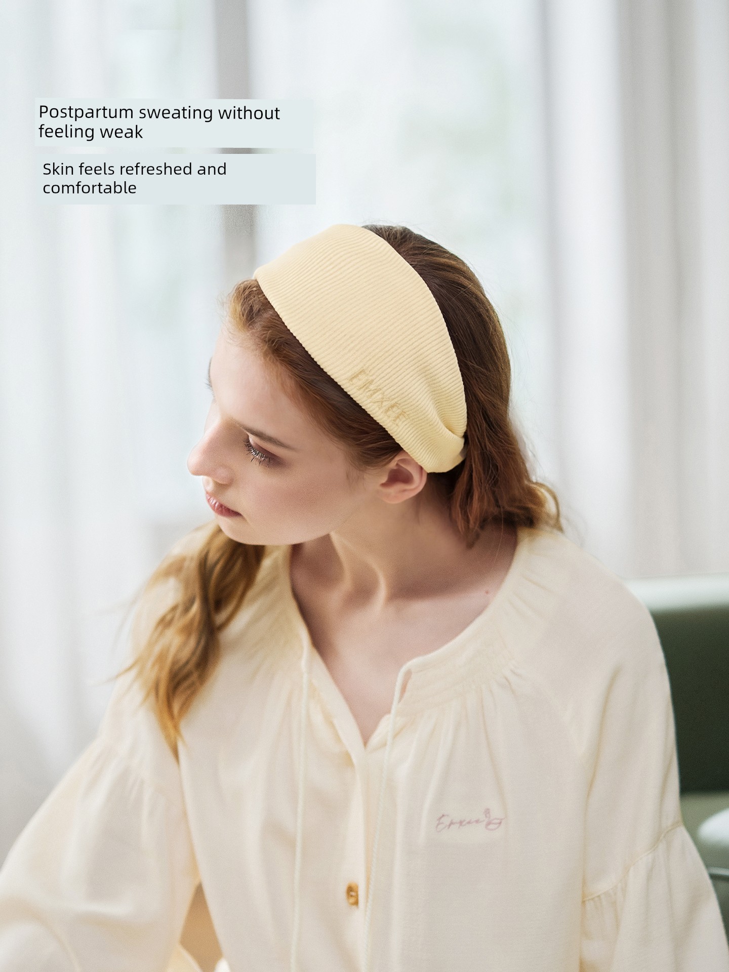 Manxi Bamboo Fiber Postpartum Headscarf for Pregnant Women, Windproof Head Protection, Solid Color Postpartum Headband, Non-Tightening after Delivery — 3