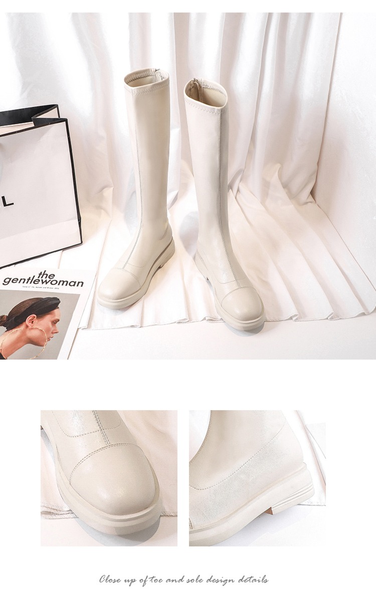 white Below the knee elastic force Show thin little chap Boots