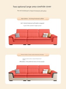 Scandinavian Leather Sofa Living Room Modern Minimalist Corner Imperial Concubine First Layer Leather Sofa Large and Sma