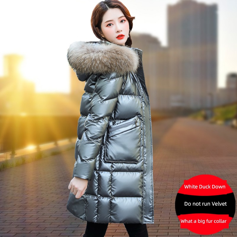 Medium and long term Real wool collar easy fashion Bright surface Down Jackets