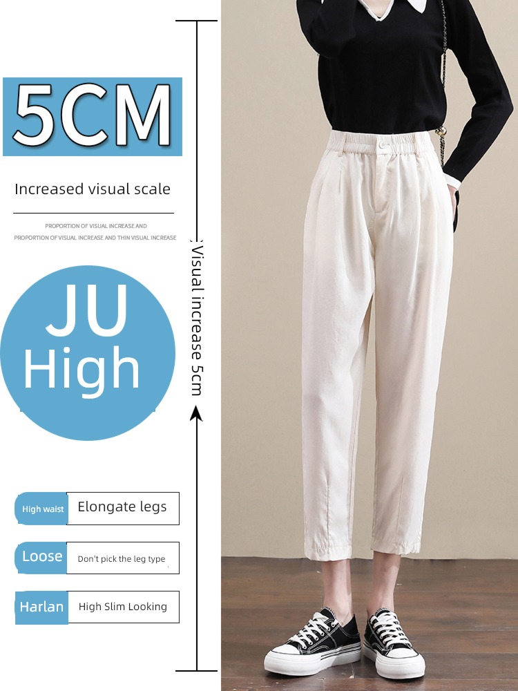 khaki spring and autumn Nine points summer Thin money flax trousers