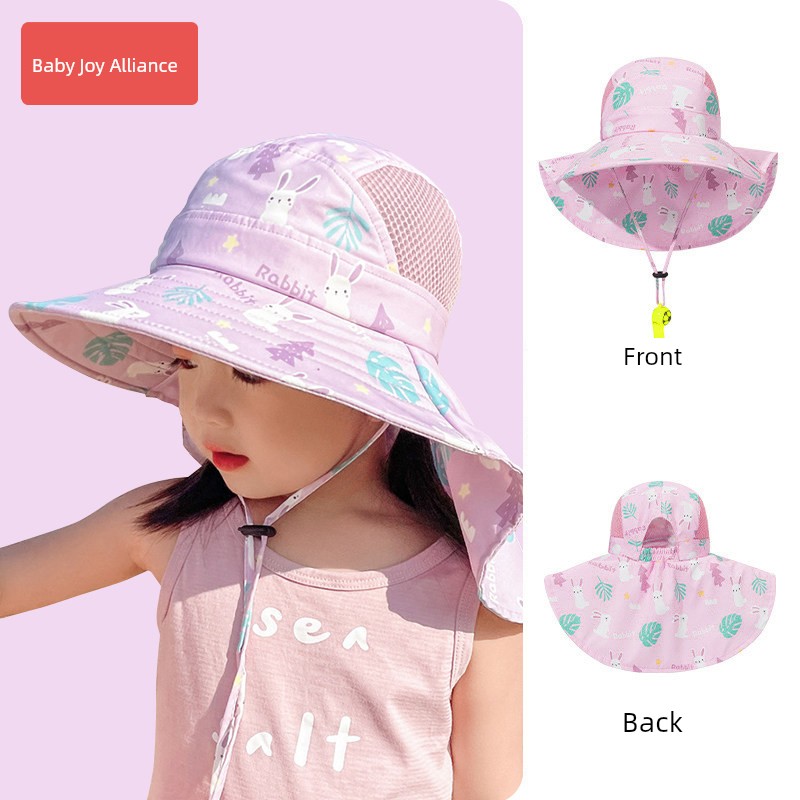 Children's Sun Protection Hat, Girls' Sun Hat, Boys' Sun Hat, Beach and Seaside Uv Protection Hat with Large Brim — 6
