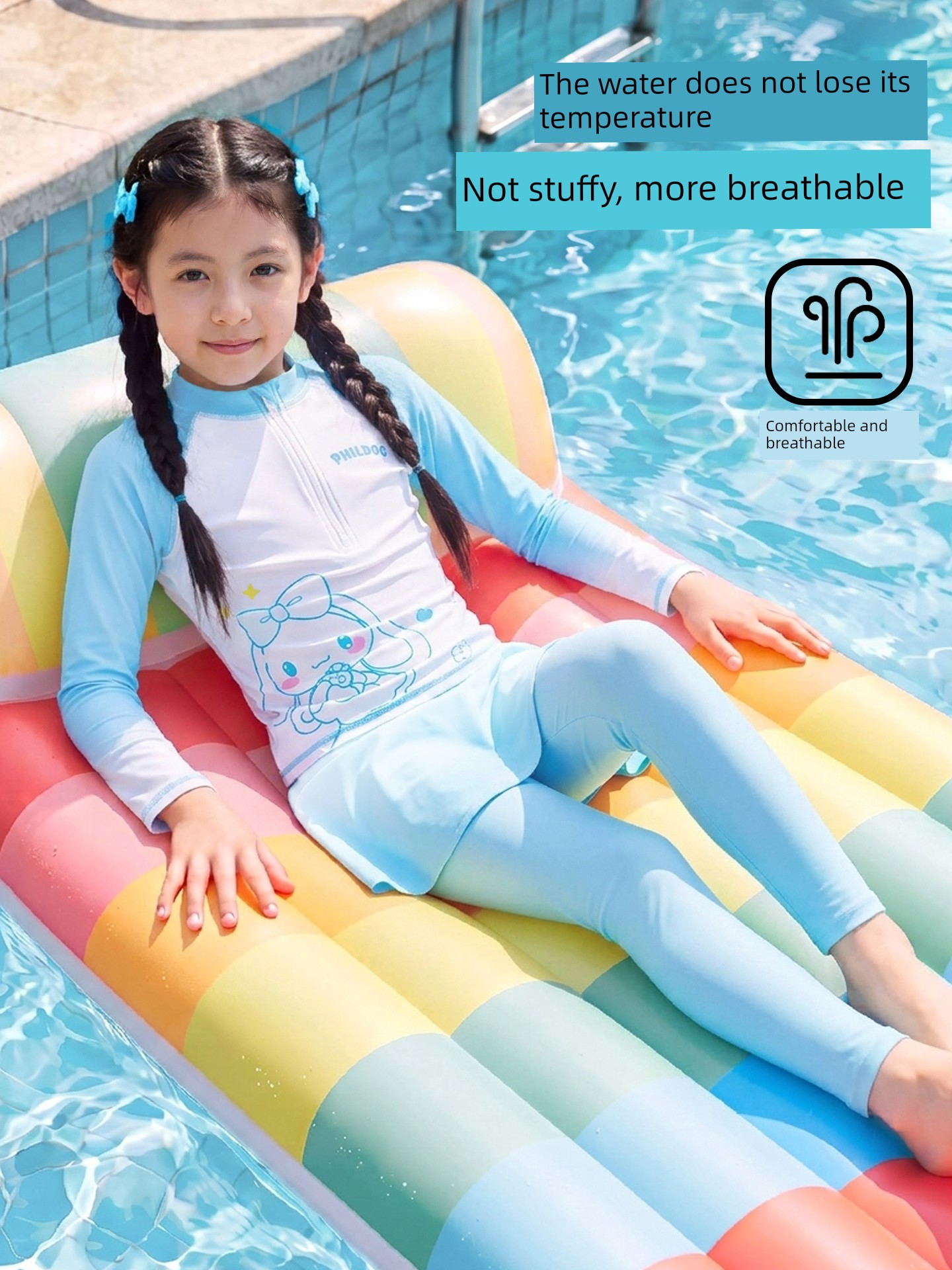 Children's Swimsuit Girls' Long-Sleeved Long-Pants Split Sun-Protective Quick-Dry Skin-Friendly High-Elastic Hot Spring Vacation Training Swimming Set — 3