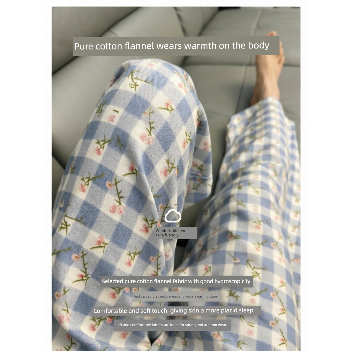 Maternity Pants for Petite Women, Cotton Fleece Sleep Pants, Pure Cotton Postpartum Pants, Plus Size for Plus-Size Women up to 200 Pounds — 3
